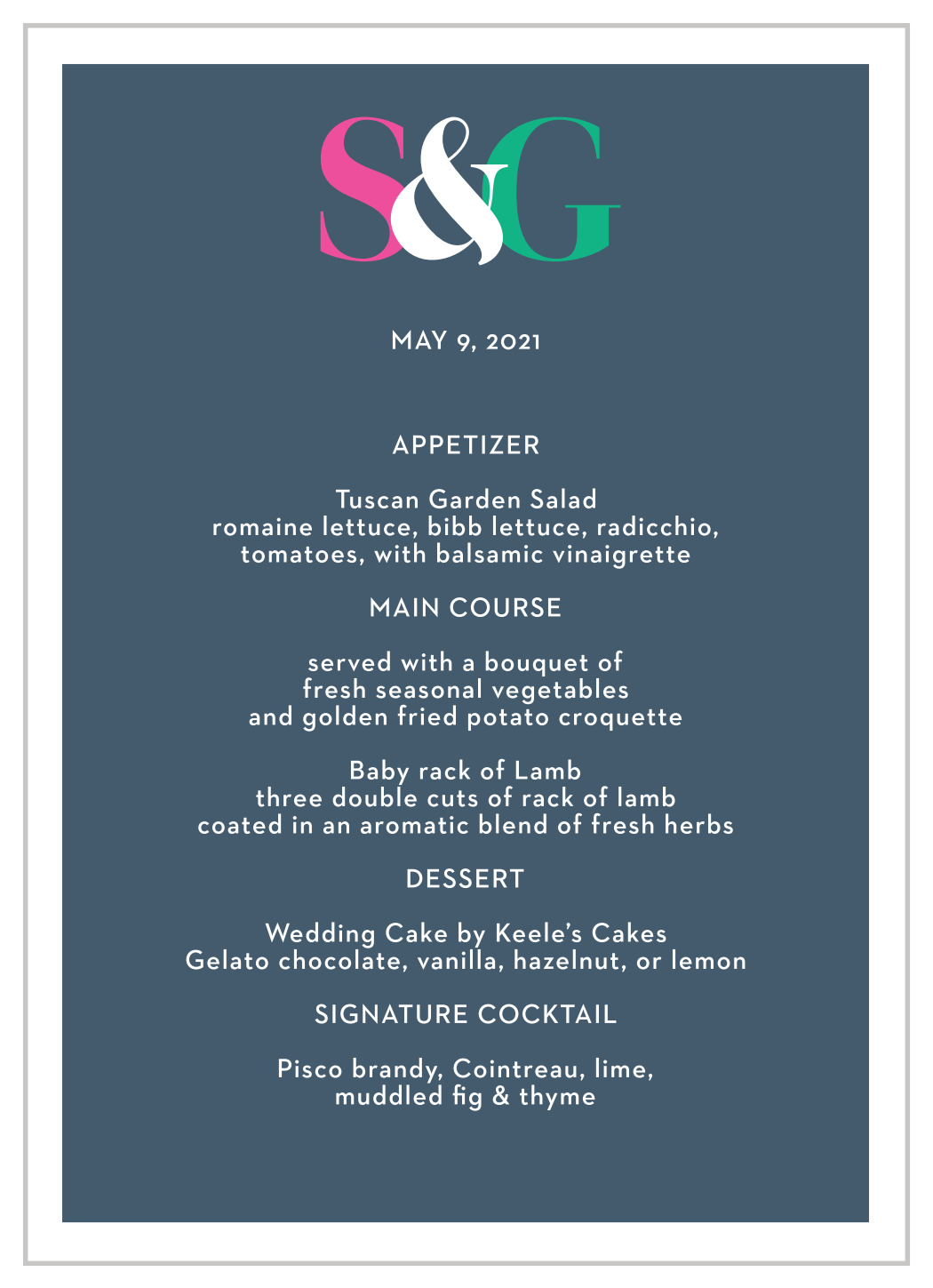 It's On Wedding Menus