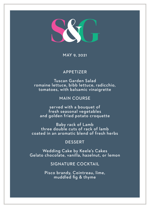 It's On Wedding Menus