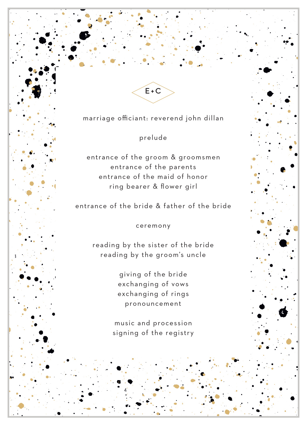 Modern Splatters Wedding Programs