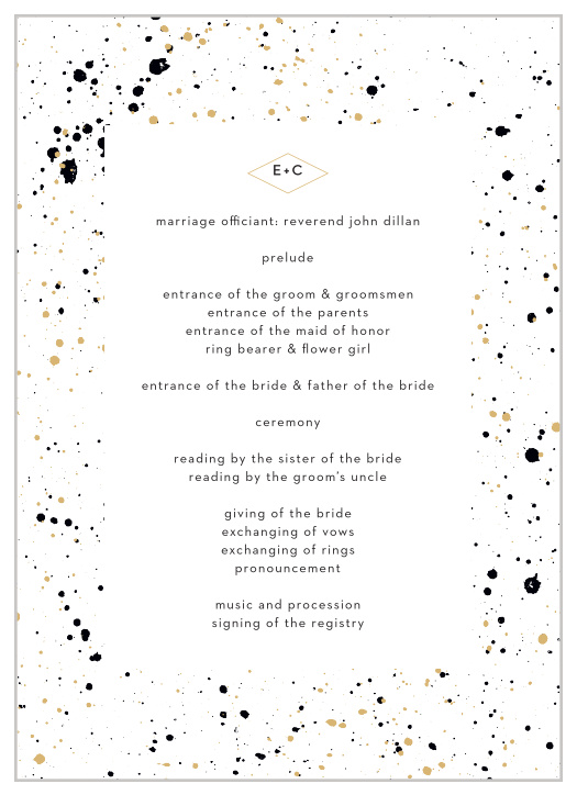 Modern Splatters Wedding Programs