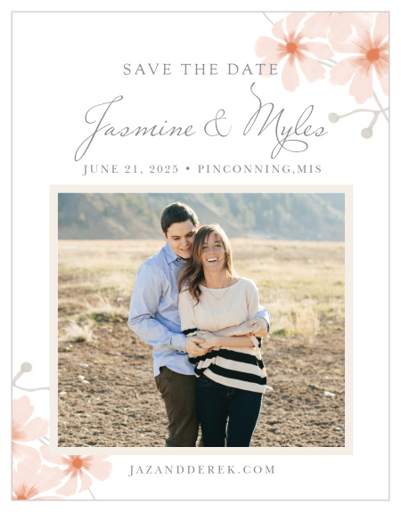 For a wonderful magnet showing the elegance of your wedding plans, look no further than our Delicate Blooms Wedding Save-the-Date Magnet.