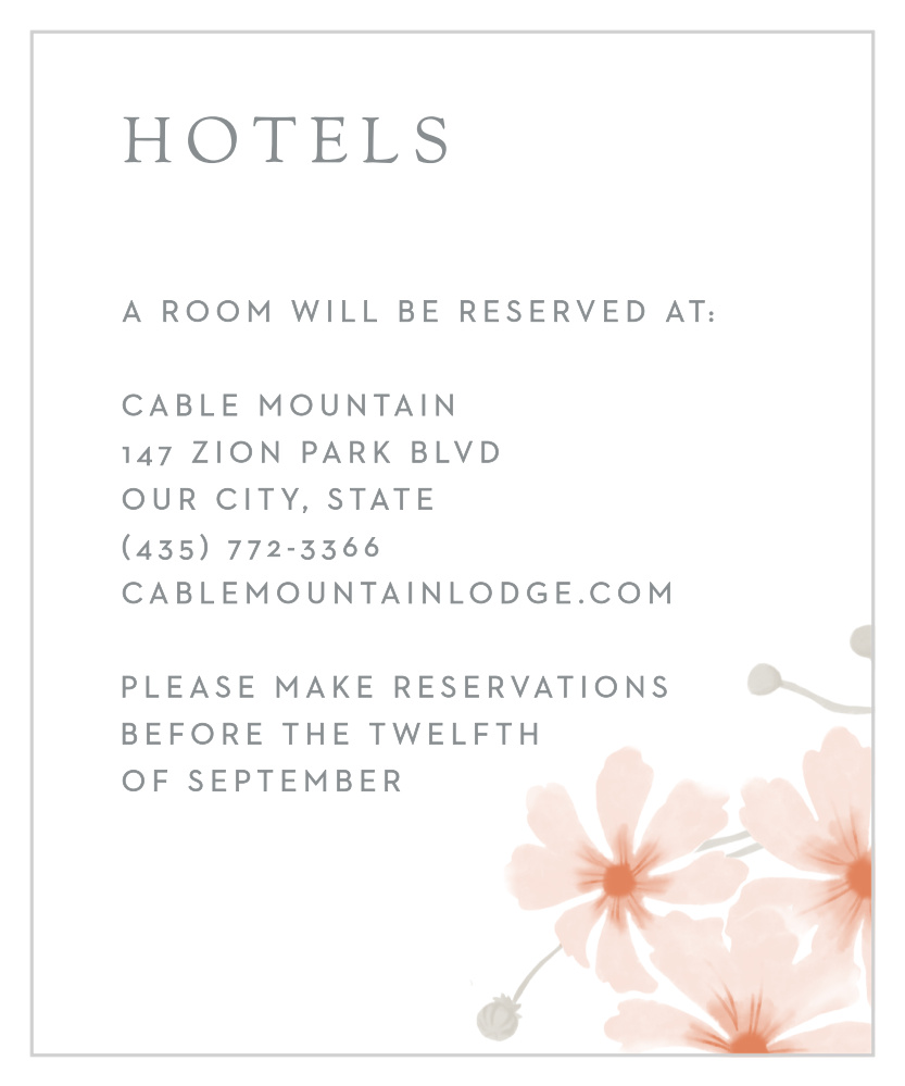 Delicate Blooms Accommodation Cards