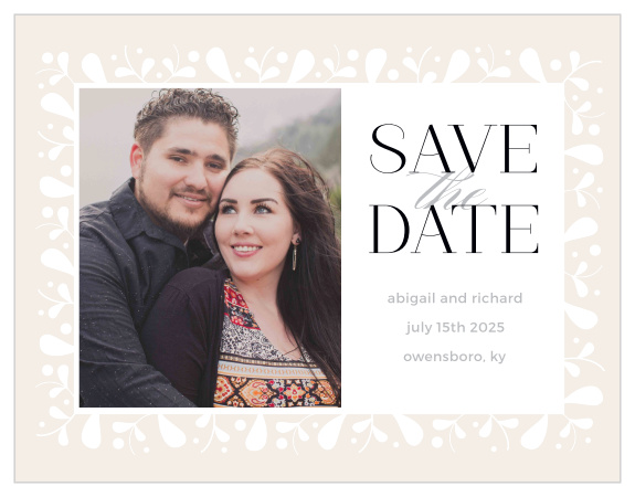 Frosted Leaves Save-the-Date Magnets guarantee that your guests have all the information they need about your wedding day, and with plenty of time to spare. 