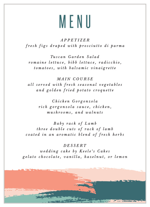 Painterly Perfection Wedding Menus