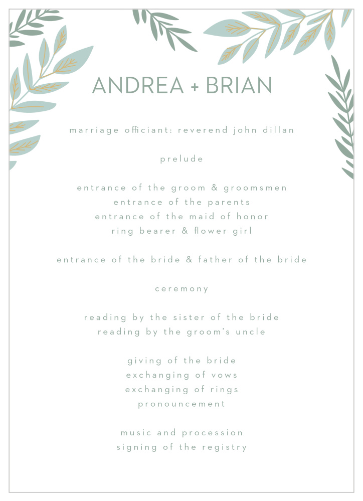 Graceful Garden Wedding Programs