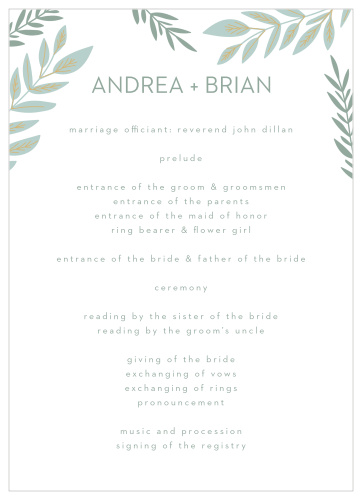 Graceful Garden Wedding Programs