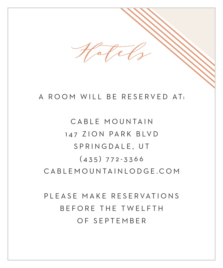 Contemporary Glamour Accommodation Cards