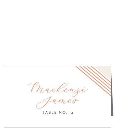 Help your guests find their seats with our shining Contemporary Glamour Place Cards; featuring foil calligraphy for your guests' names as well as for the double-duo of lines adorning the top-right corner, these cards are sure to shine bright on every table.