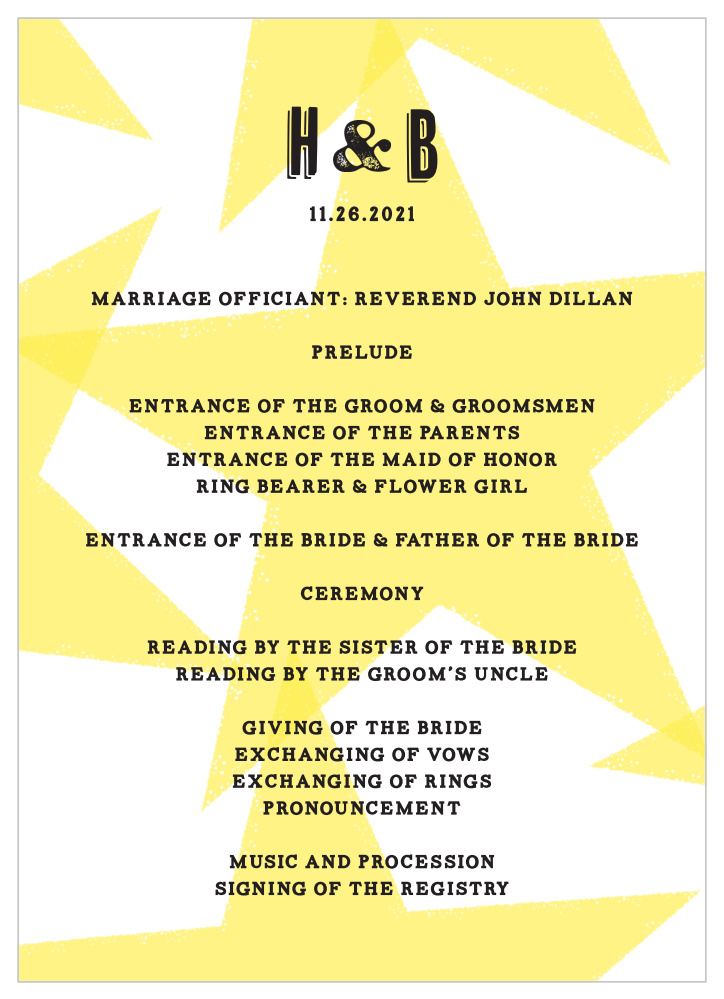 Poster Print Wedding Programs