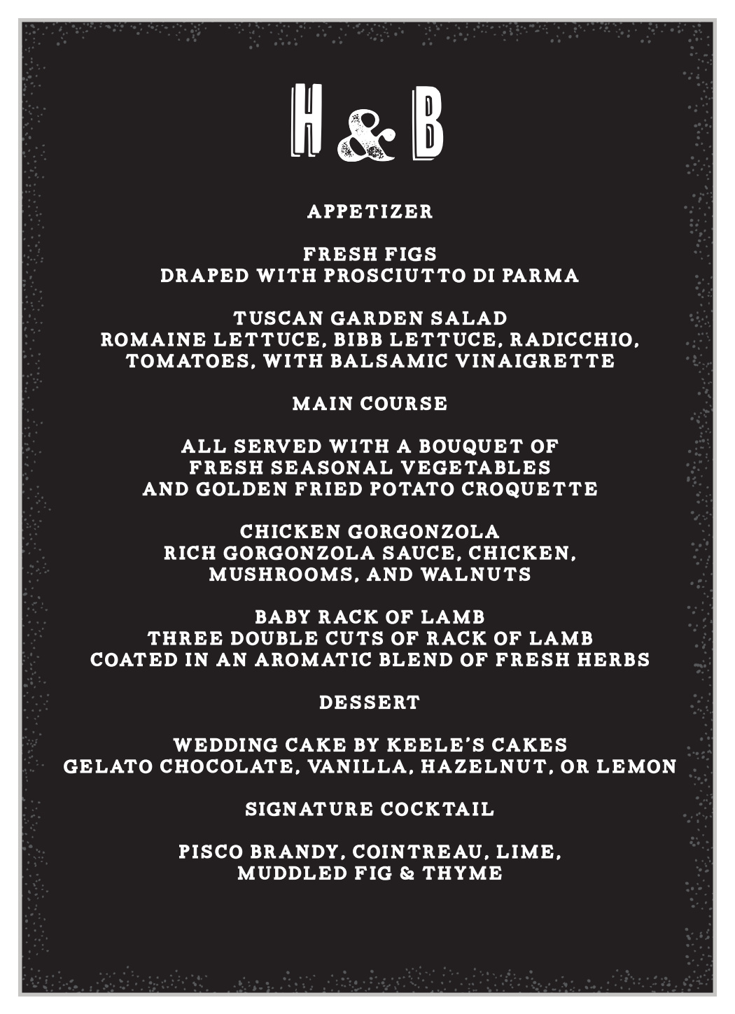 Poster Print Wedding Menus