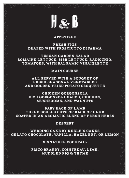 Poster Print Wedding Menus