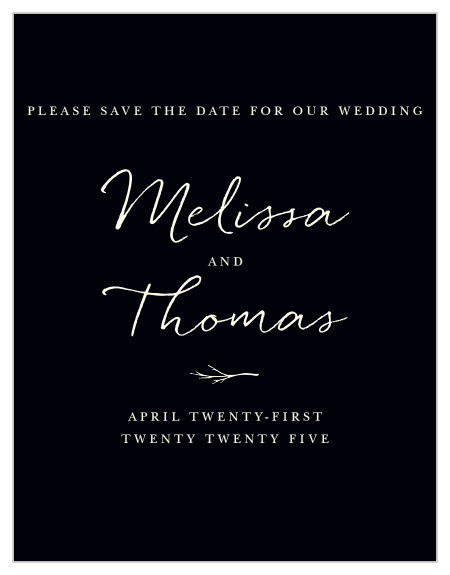 For a beautiful card befitting the elegance of your wedding plans, look no further than our Weathered Twig Save-the-Date Cards. 