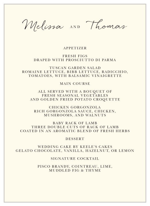 Weathered Twig Wedding Menus