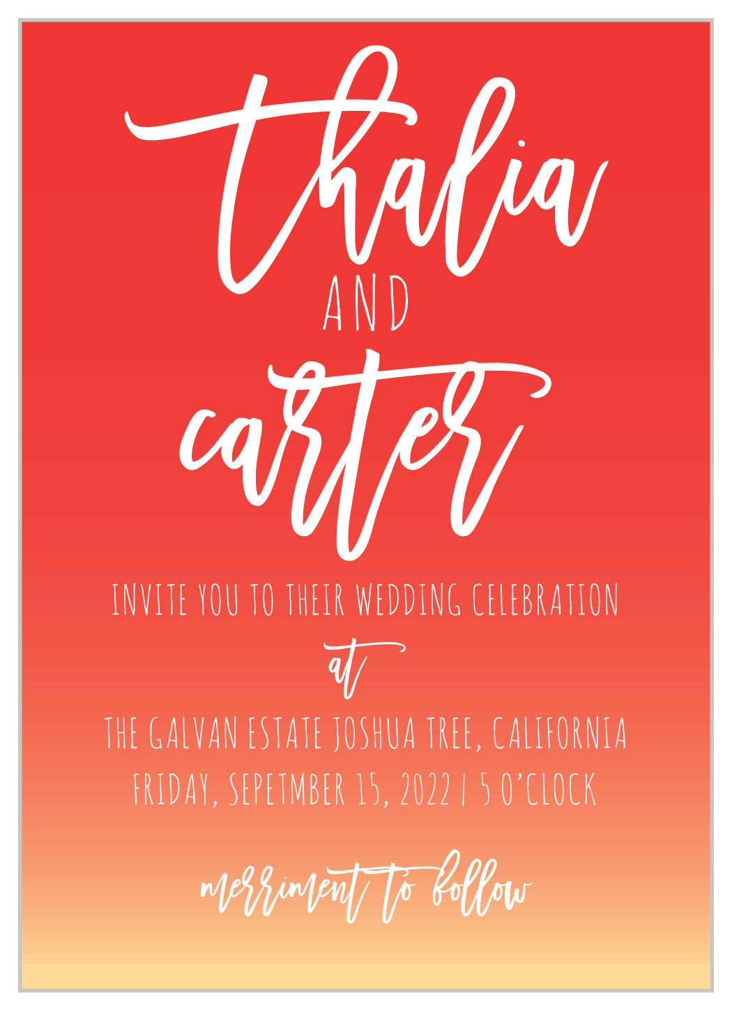Tequila Sunrise Wedding Invitations