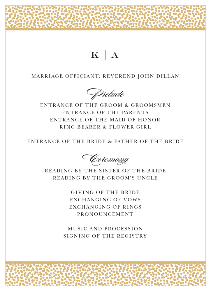 Pebble Beach Wedding Programs