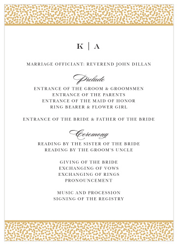 Pebble Beach Wedding Programs