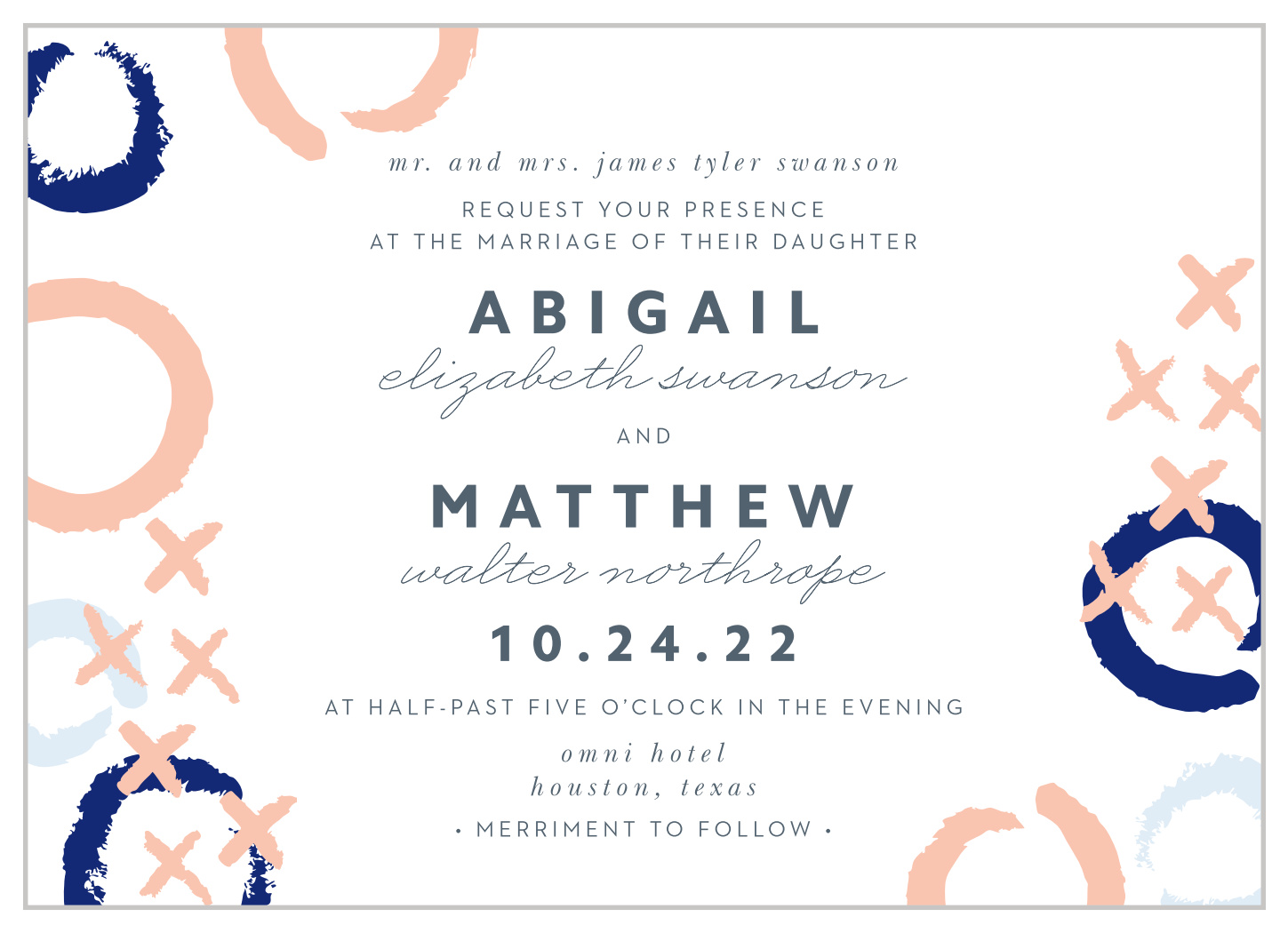 X & O Wedding Invitations