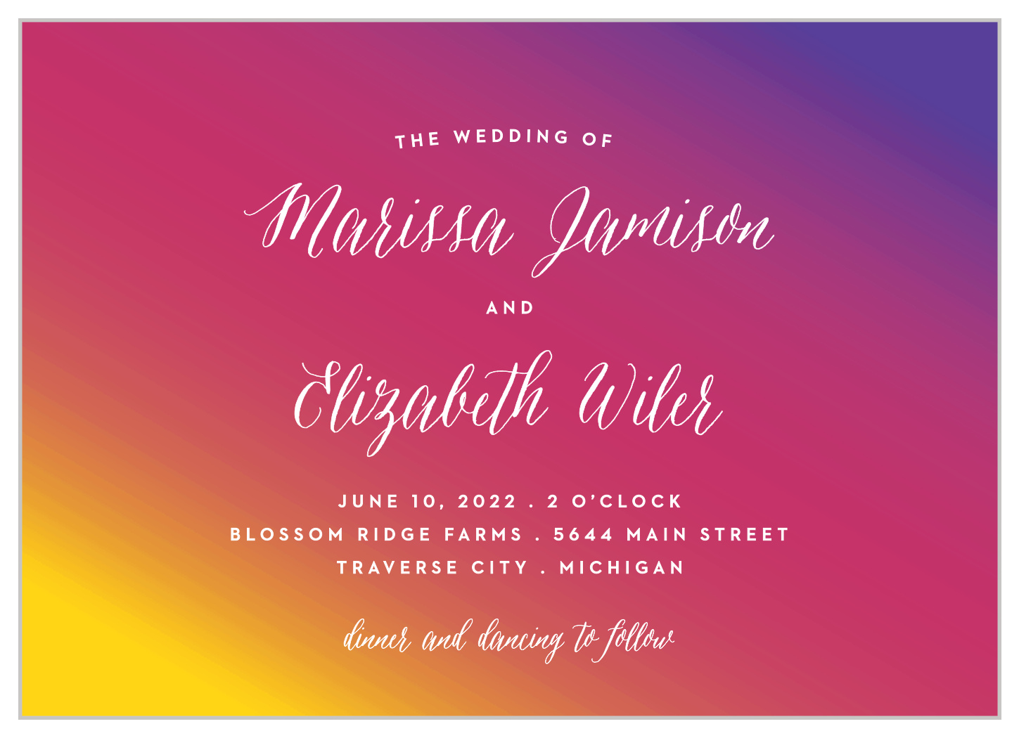 Rainbow Ombre Wedding Invitations