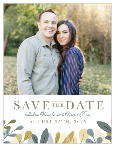 Our Forest Leaves Save-the-Date Cards ensure that your loved ones mark their calendars well in advance of your special day.