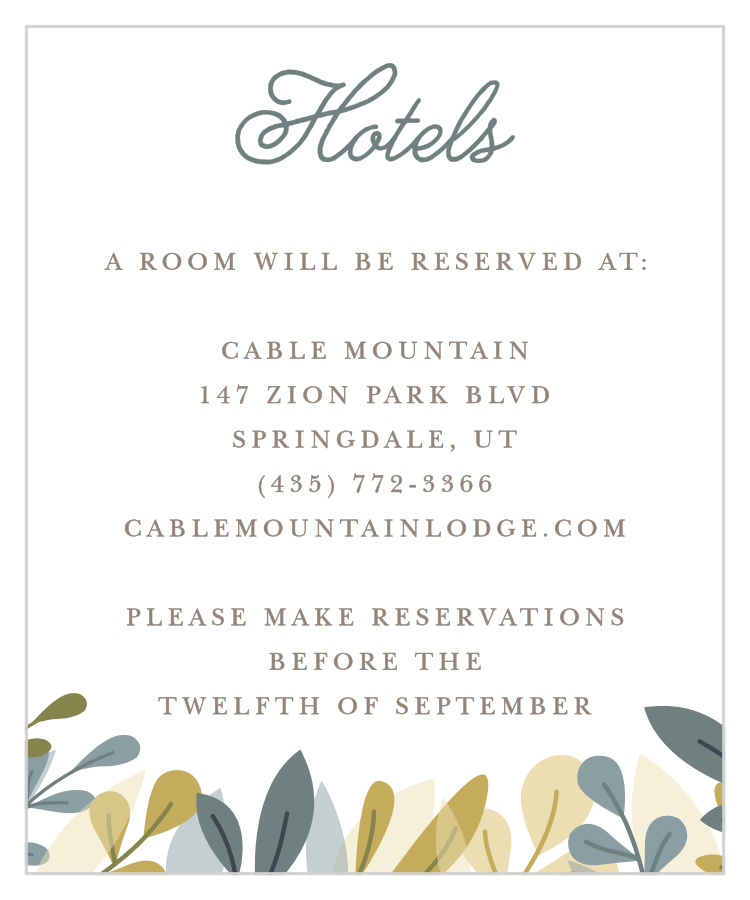 Forest Leaves Accommodation Cards