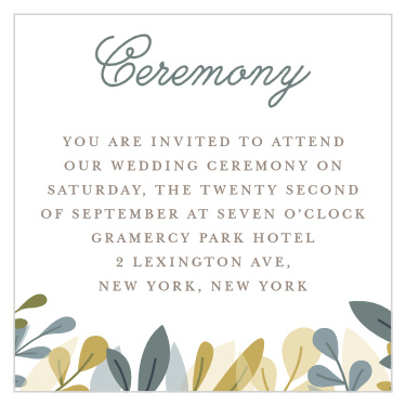 Forest Leaves Ceremony Cards