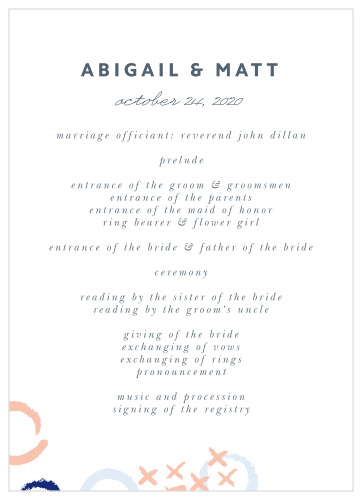 X & O Wedding Programs