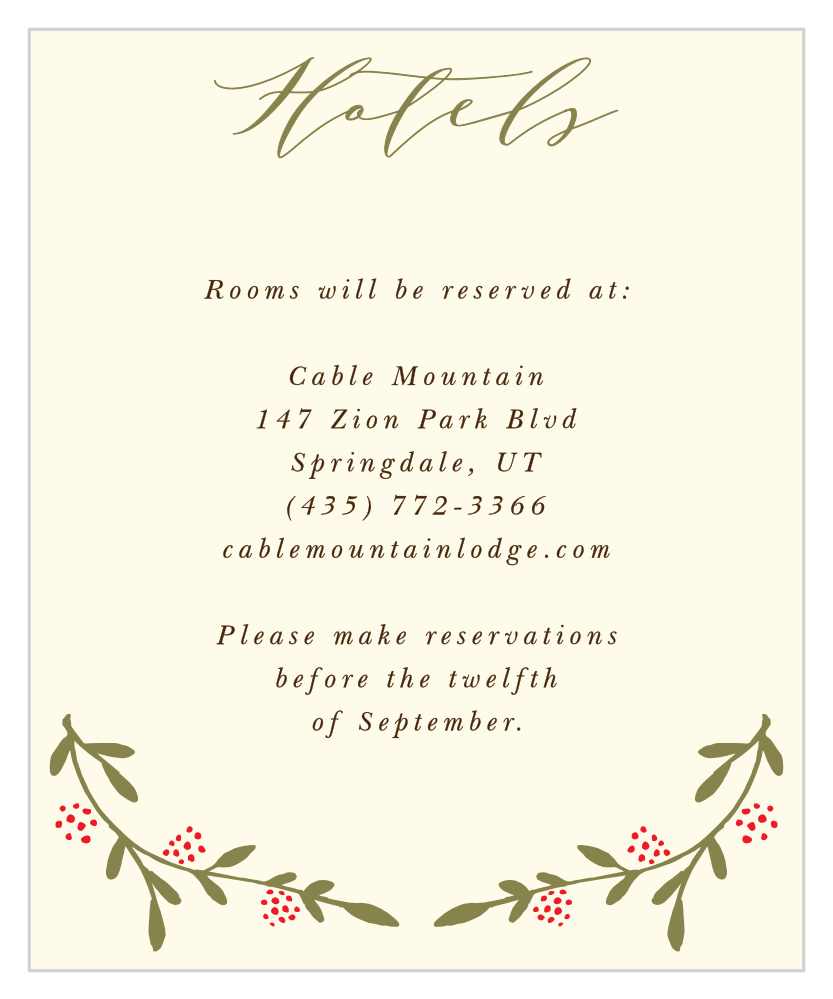 Bountiful Berries Accommodation Cards