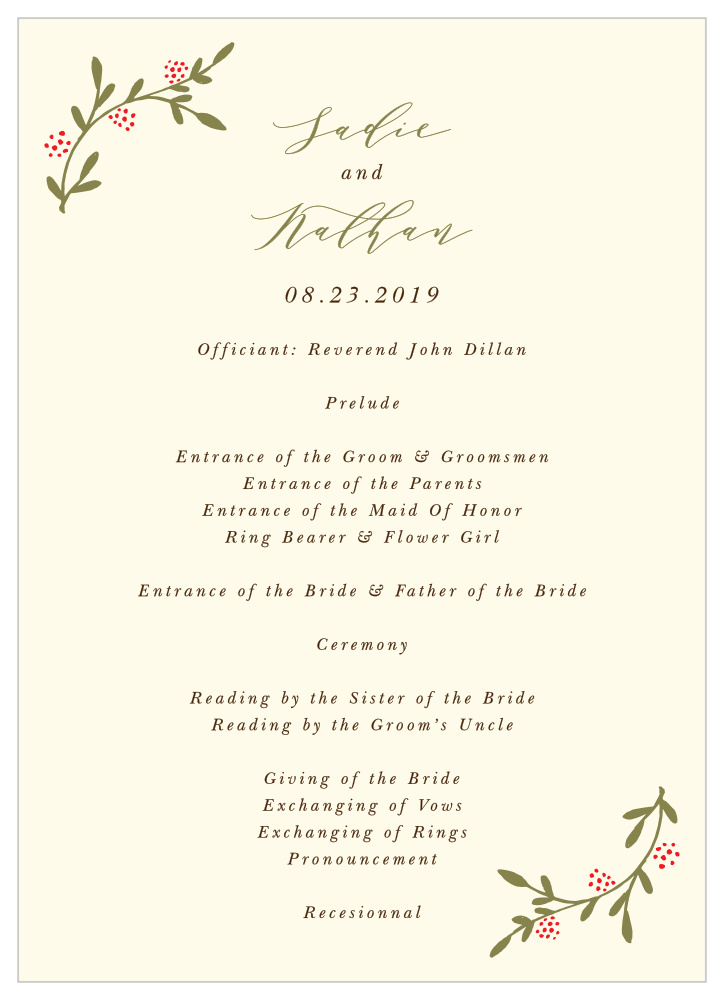 Bountiful Berries Wedding Programs