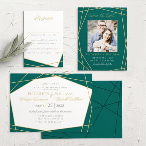 Emerald Facets Wedding Invitations