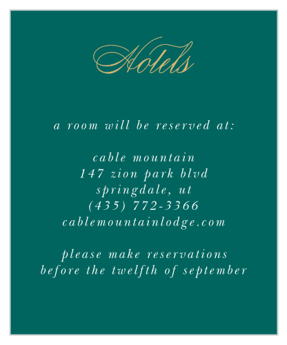 Emerald Facets Accommodation Cards