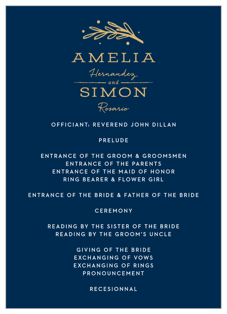 Simply Botanical Wedding Programs