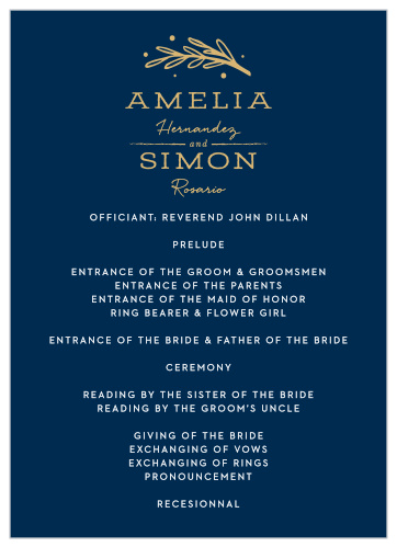 Simply Botanical Wedding Programs