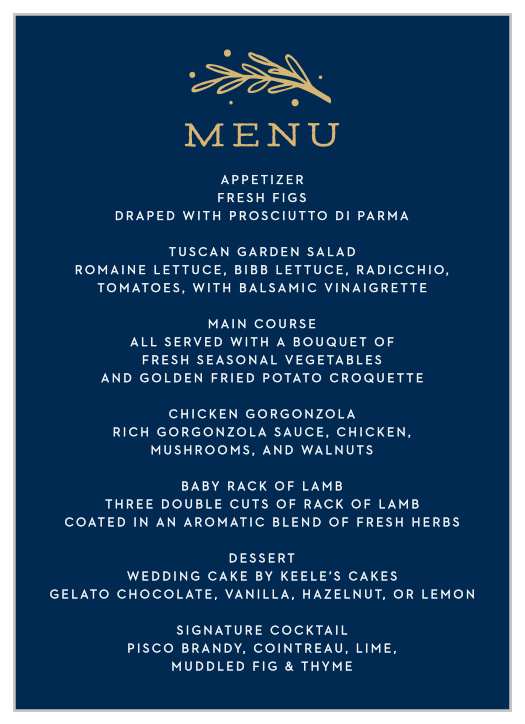 Our Simply Botanical Wedding Menus utilize the same gorgeous design and color scheme as several other cards in the Simply Botanical wedding suite.