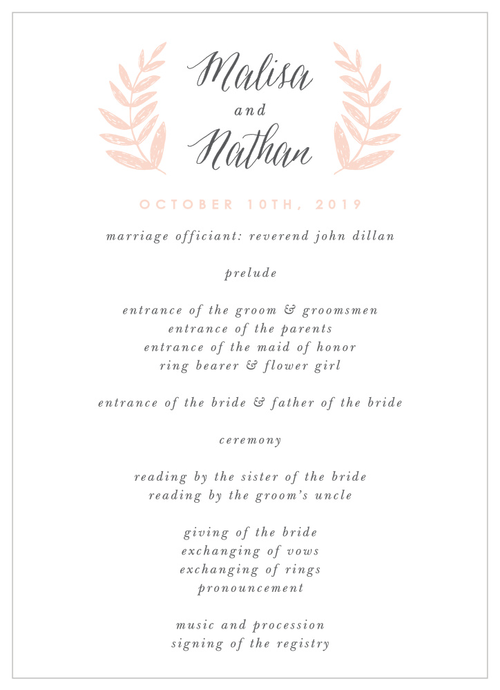 Wedding Wreath Wedding Programs