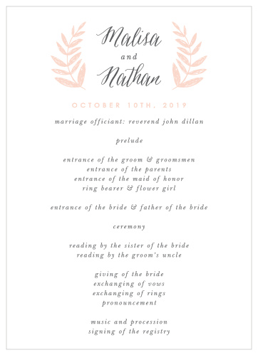 Wedding Wreath Wedding Programs