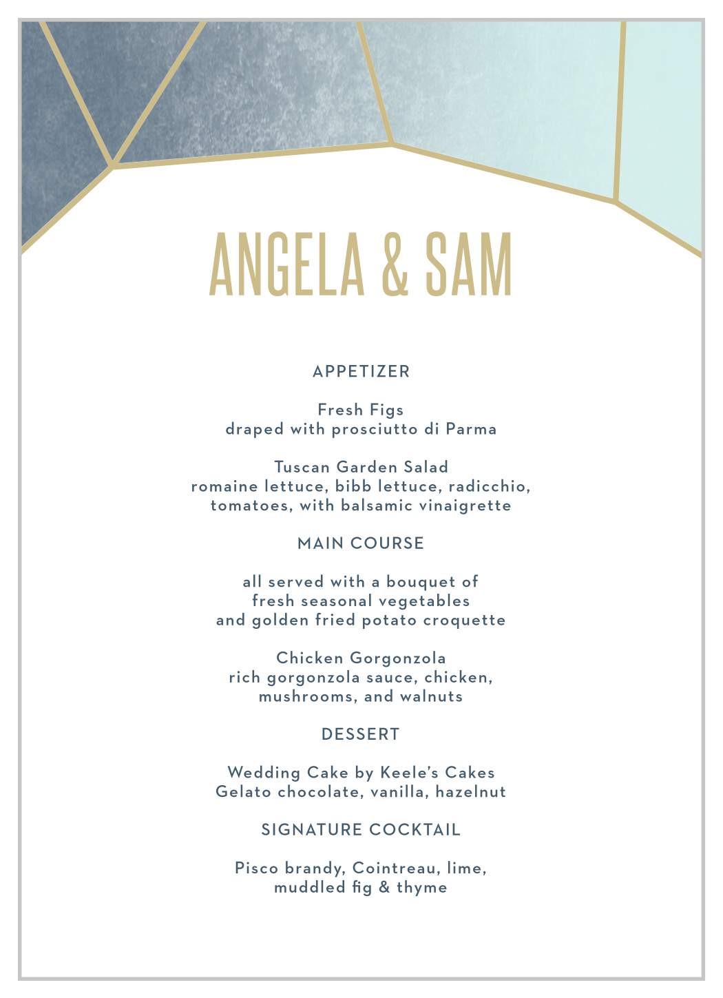 Gleaming Gemstone Wedding Menus