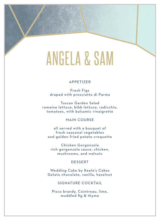 Gleaming Gemstone Wedding Menus