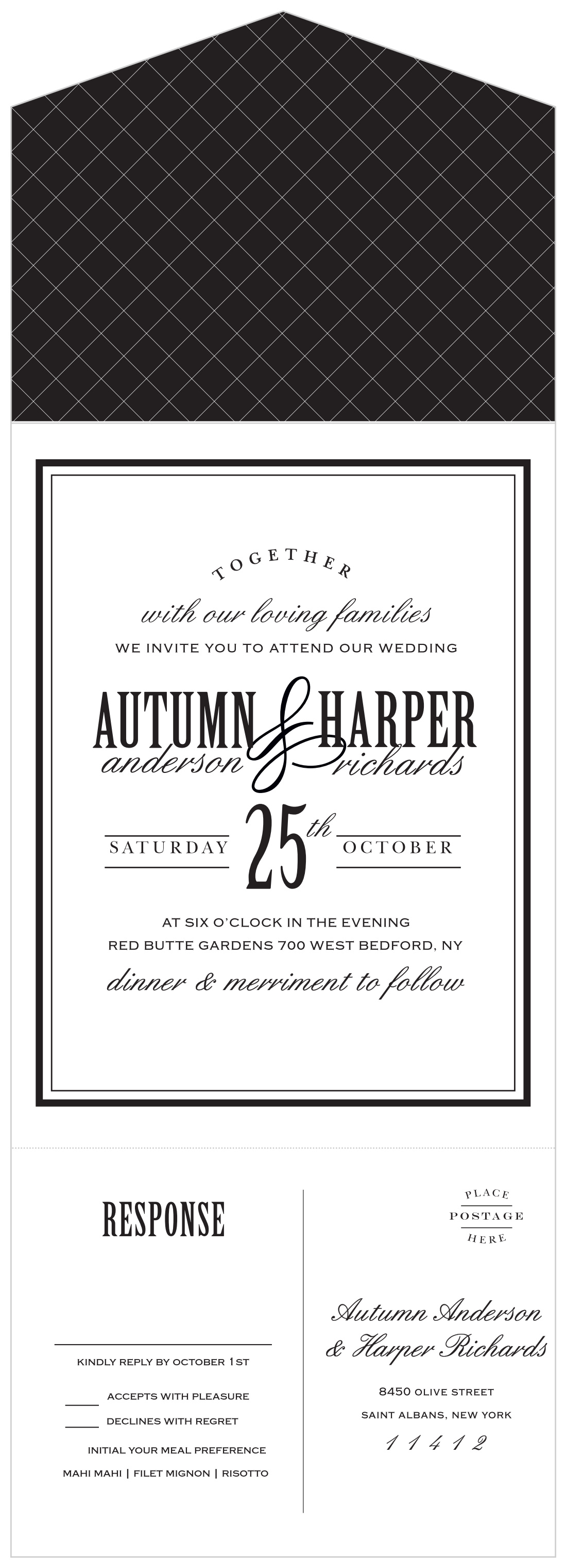 Antique Elegance Seal & Send Wedding Invitations