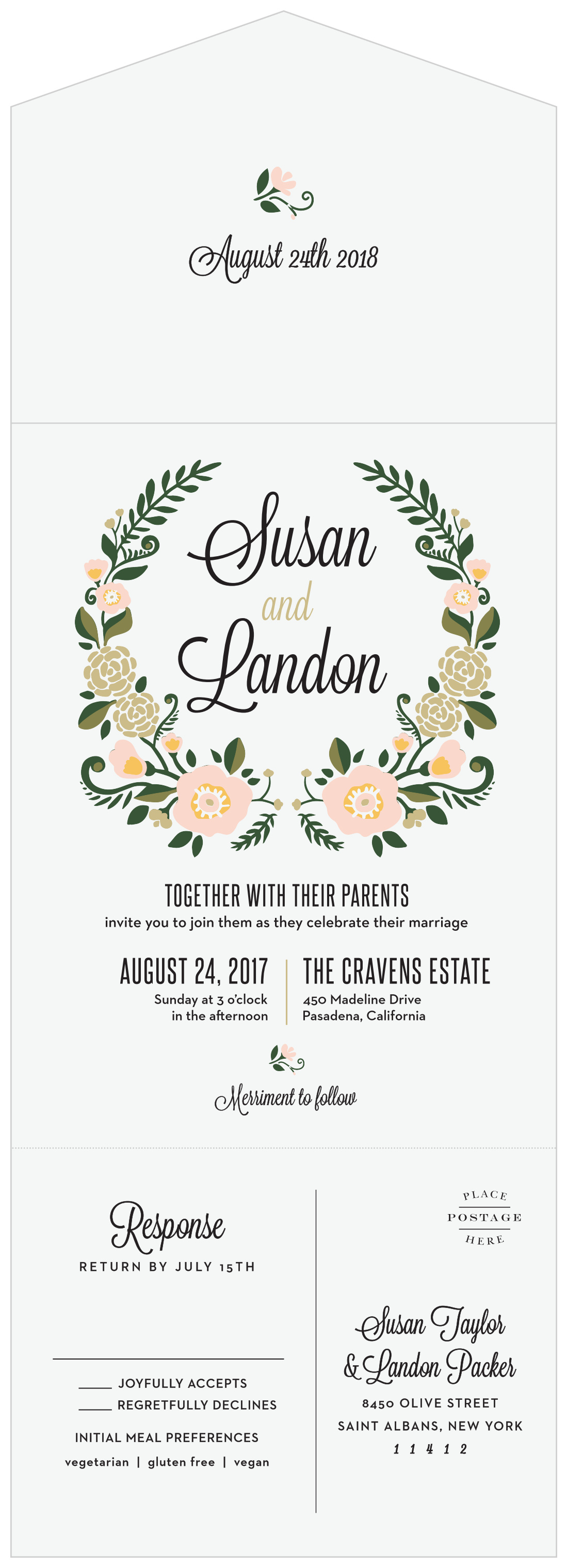 Laurel Crown Seal & Send Wedding Invitations