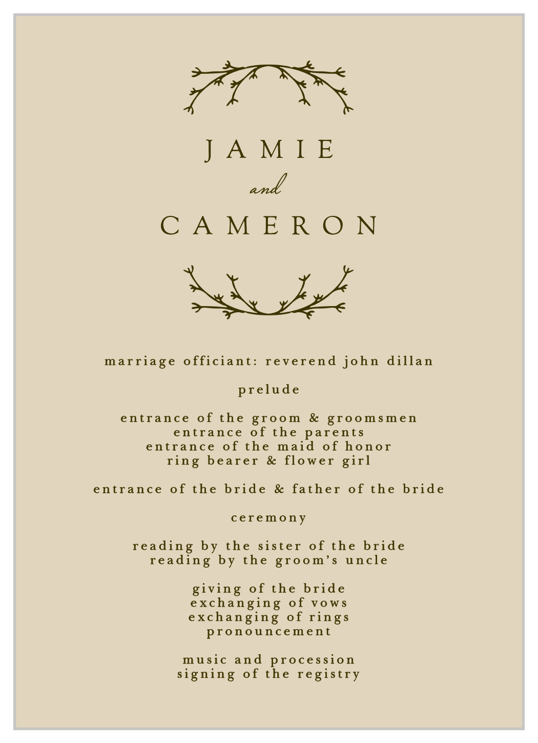 Charming Twig Wedding Programs