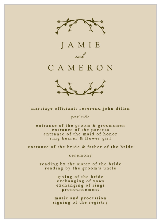 Charming Twig Wedding Programs