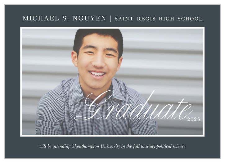 Our stunning Classic Border Graduation Announcements are the perfect choice for your graduate.