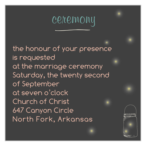 Mason Jars & Fireflies Ceremony Cards
