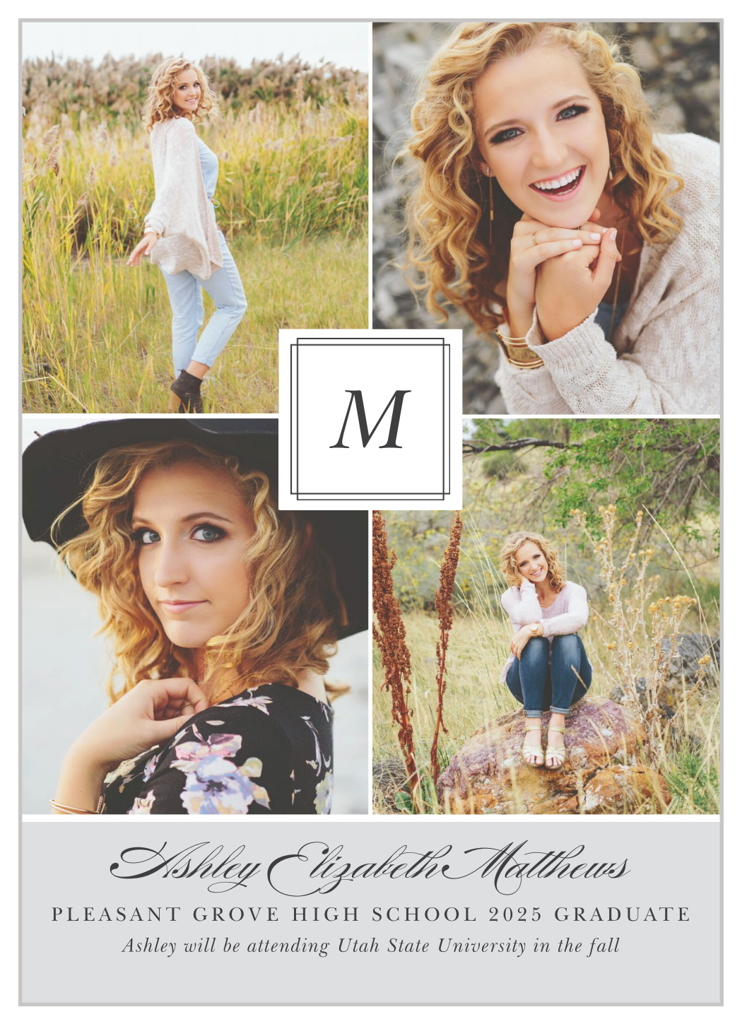 Grad Monogram Graduation Announcements