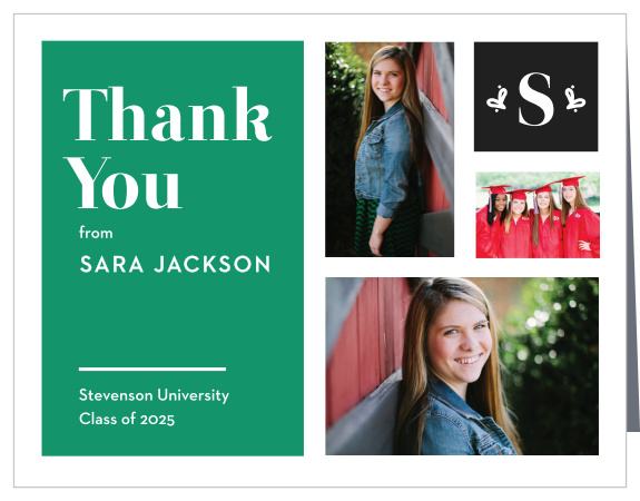 Express your appreciation clearly and succinctly with our stunning Color Blocked Graduation Thank You Card.