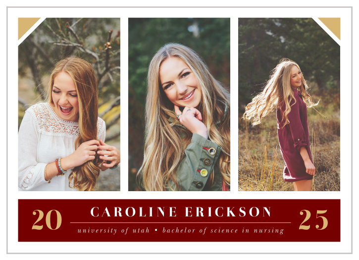 The Gilded Graduate Graduation Announcements are ornamented with our notorious raised gold foil. 