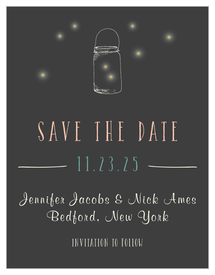 Mason Jars & Fireflies Save the Date Magnets