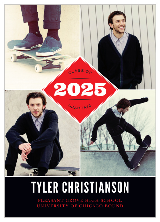 Show off your athletic accomplishments as well as your scholarly ones with our edge and modern Varsity Player Graduation Announcements! 