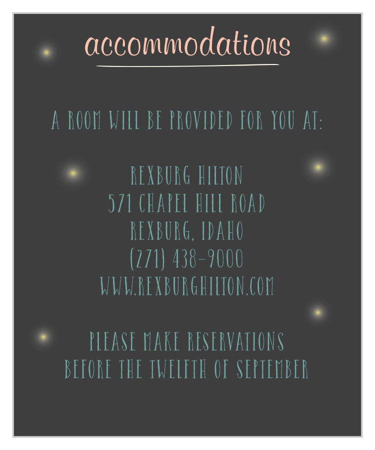 Mason Jars & Fireflies Accommodation Cards