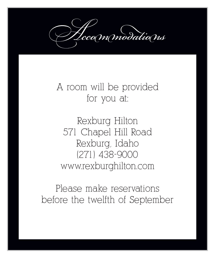 Simple Elegance Accommodation Cards